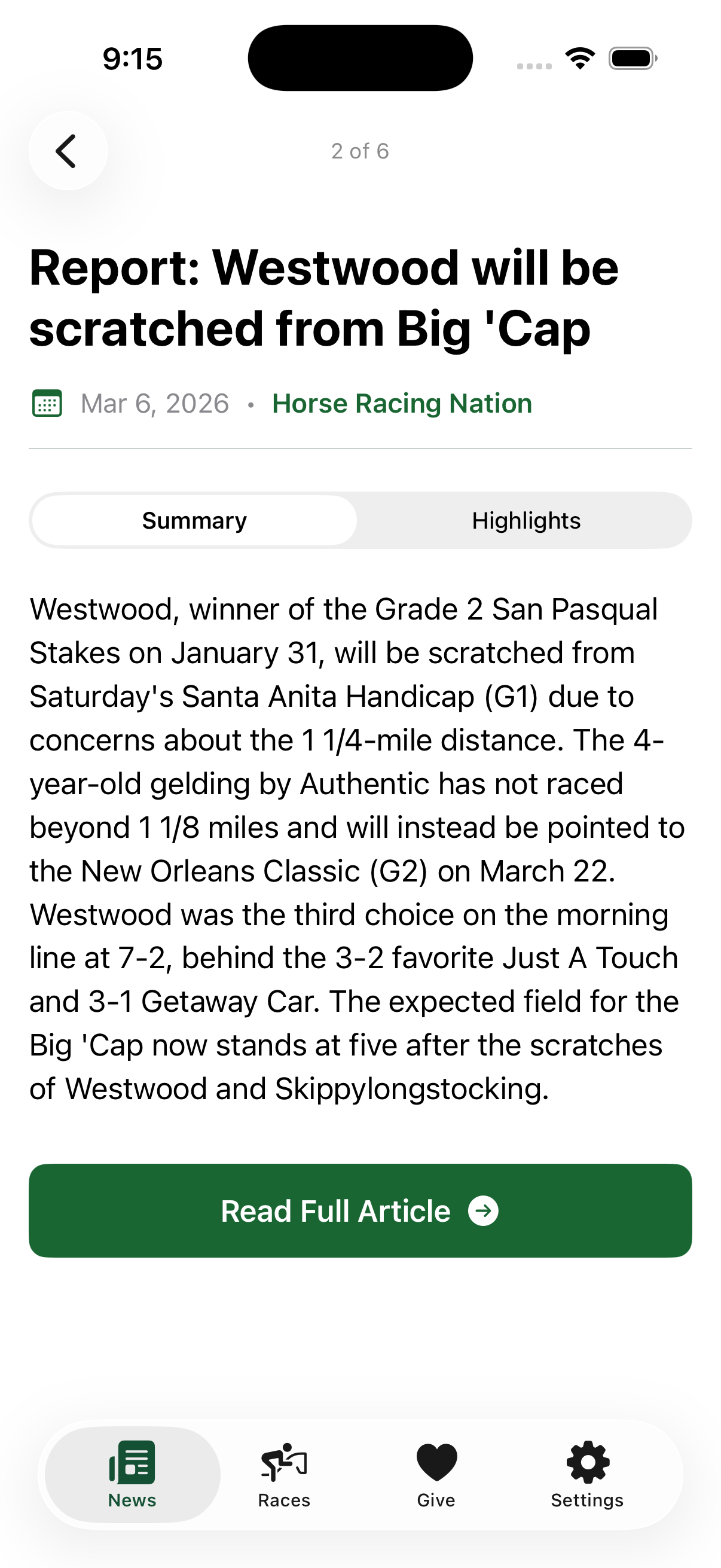 EquiBrief full summary view